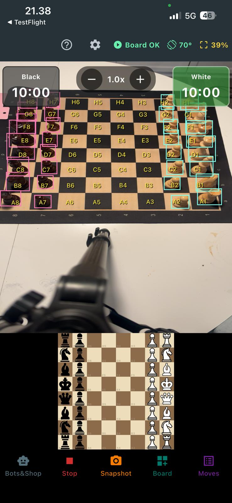 App detecting the pieces on the board