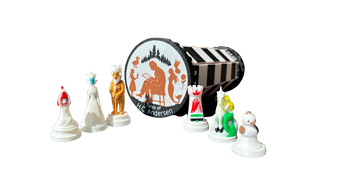 H.C. Andersen chess set on the board